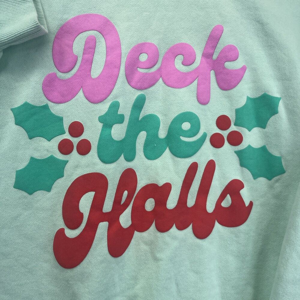 State of Mine Mint XL Sweatshirt Deck The Halls Christmas Puffy - Picture 4 of 11